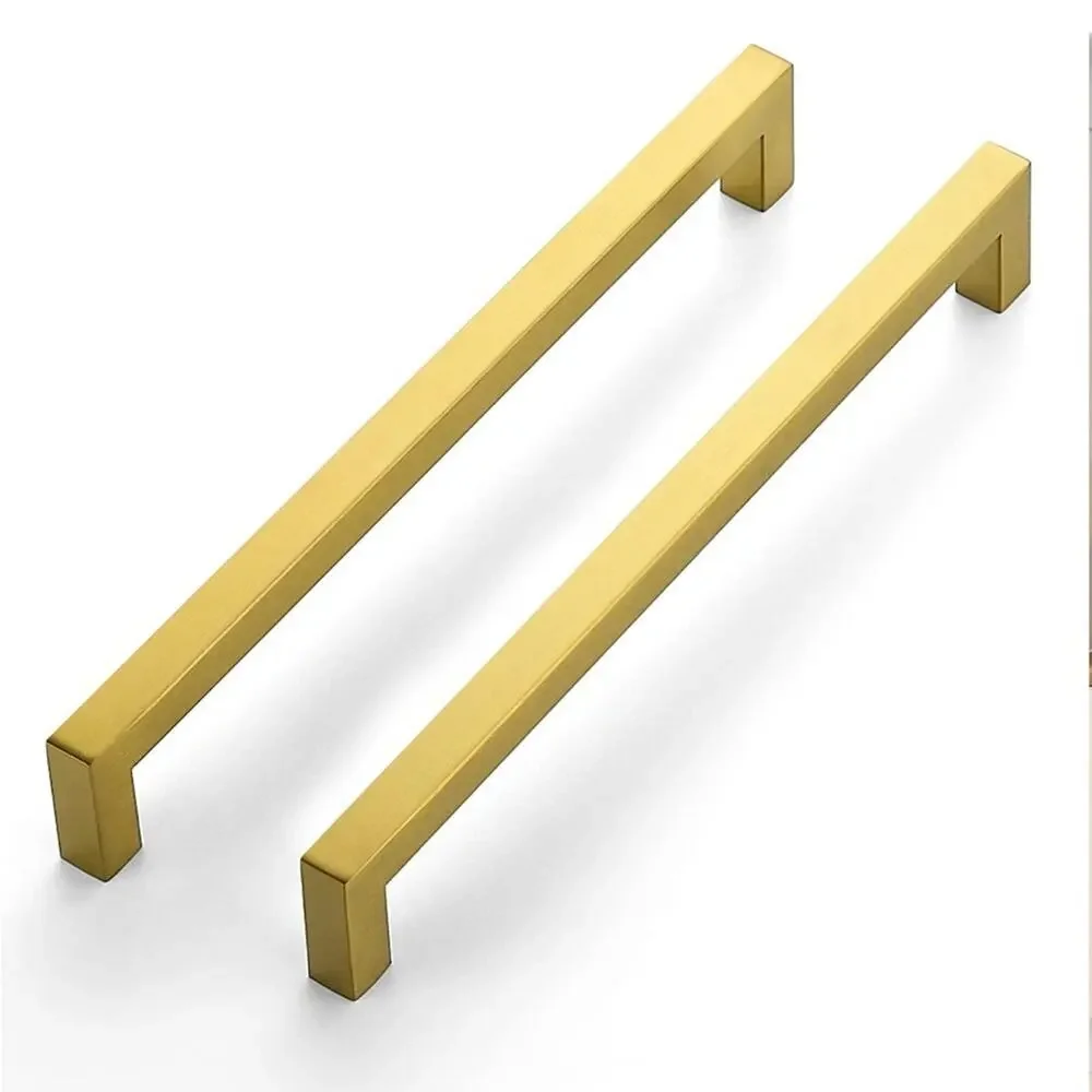 3 NEW Brushed Brass Gold over Stainless Steel Cabinet Pulls Door Handle Hardware